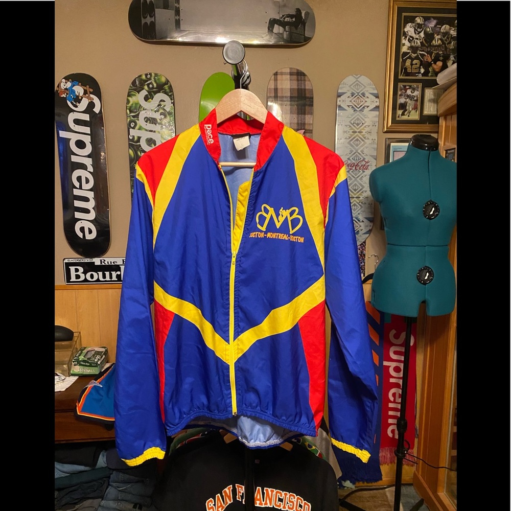 Vintage Boston Montreal Boston cycling jersey pace over coat